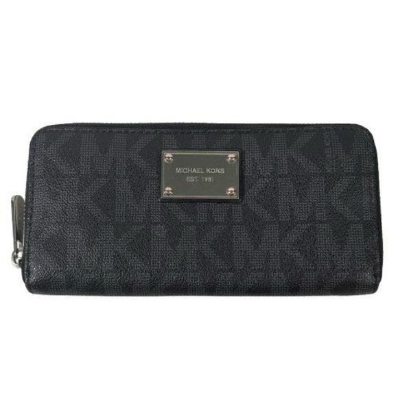 Michael Kors Jet Set Zip Around Accordian Wallet Signature MK Full Size Long - Picture 1 of 16